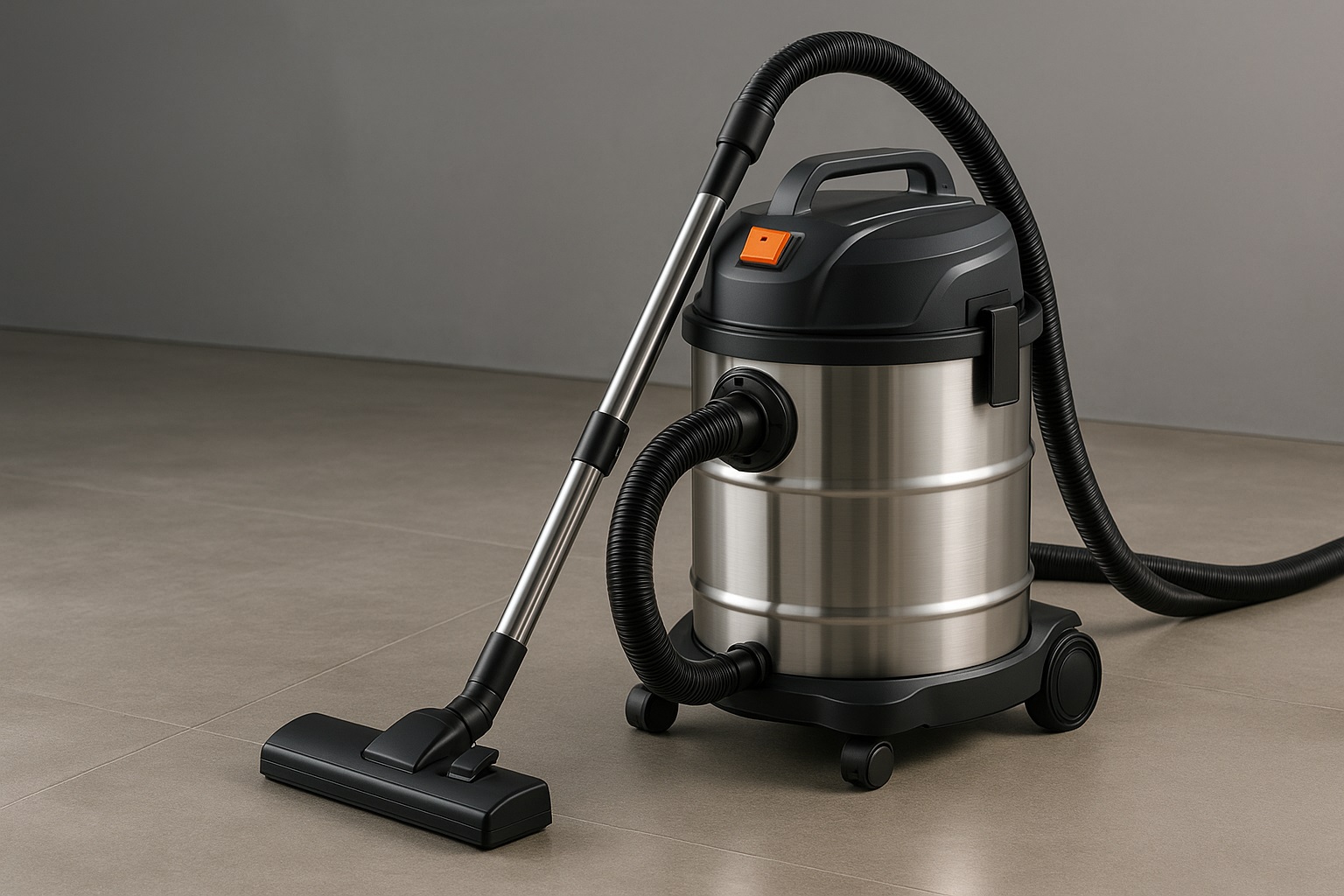 Heavy Duty Stainless Steel Wet and Dry Shop Vacuum – Commercial Grade Barrel Vacuum Cleaner for Large Area Floor Cleaning