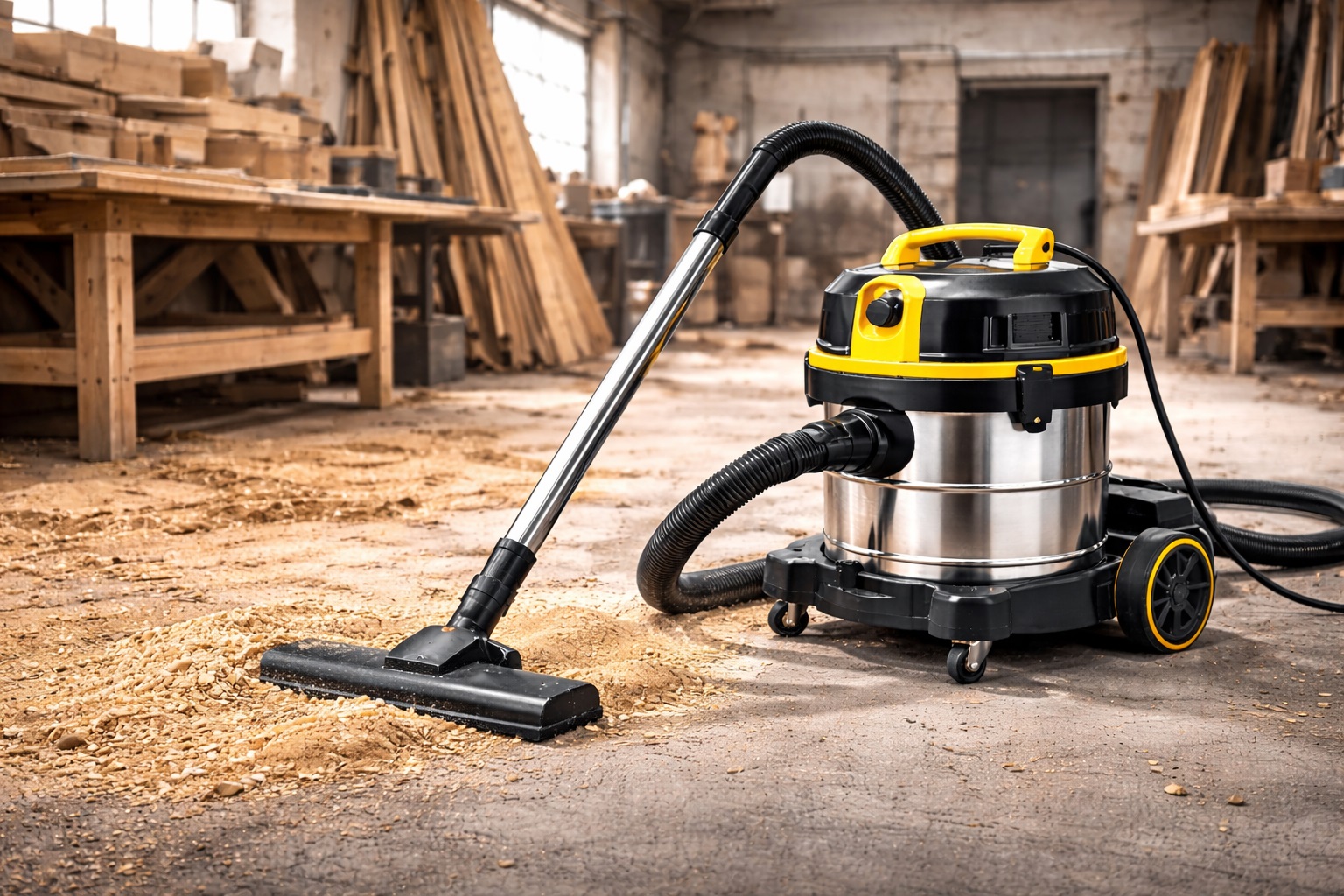 Woodworking Dust Canister Vacuum – Durable Wet Dry Industrial Cleaner for Sawmills & Carpentry