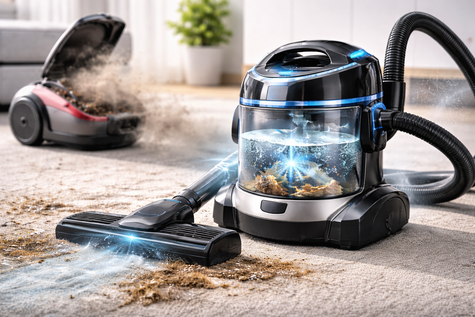 Dust-Free Water Filtration Vacuum – Leakproof Wet Dry Cleaning System