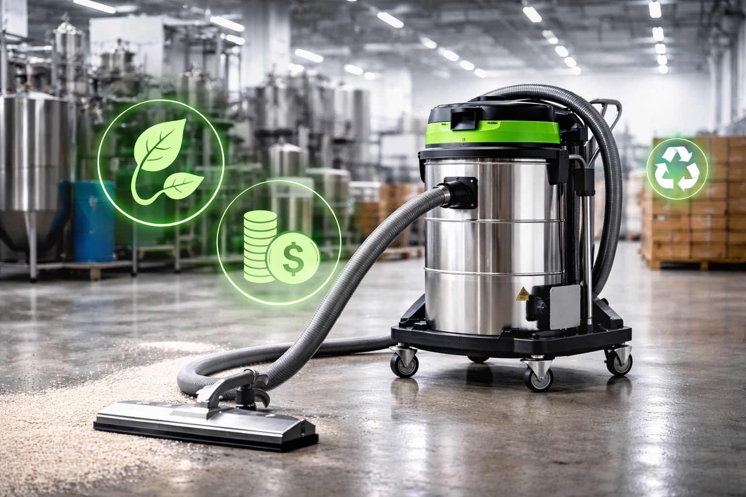 Eco-Friendly Industrial Vacuum Cleaner – Energy-Efficient Wet & Dry Model