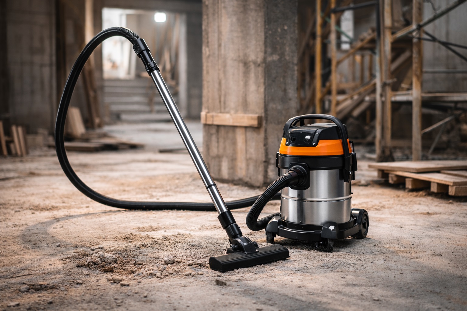Compact Construction Site Vacuum – 20L Industrial Wet Dry Canister for Jobsite Cleanup
