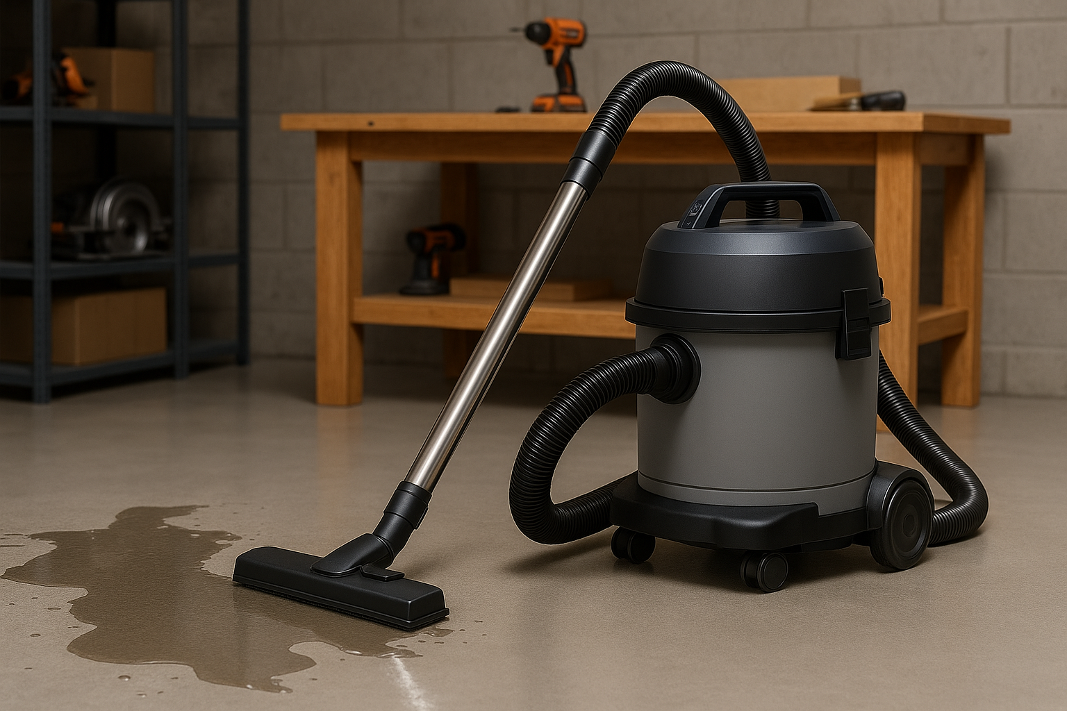 Wet and Dry Vacuum Cleaner for Workshop Spills and Dust - Heavy Duty Dual Suction with Tool Storage