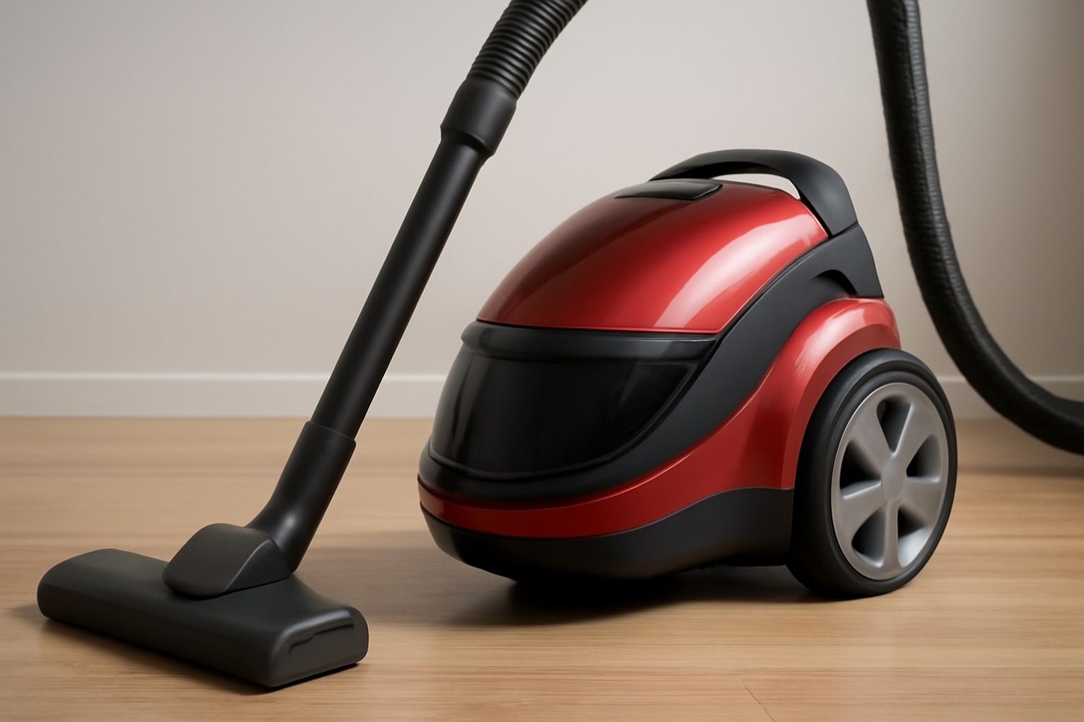 Y9 Red Low Noise Canister Vacuum Cleaner – High-Speed Household Floor Vacuum with Sleek Design