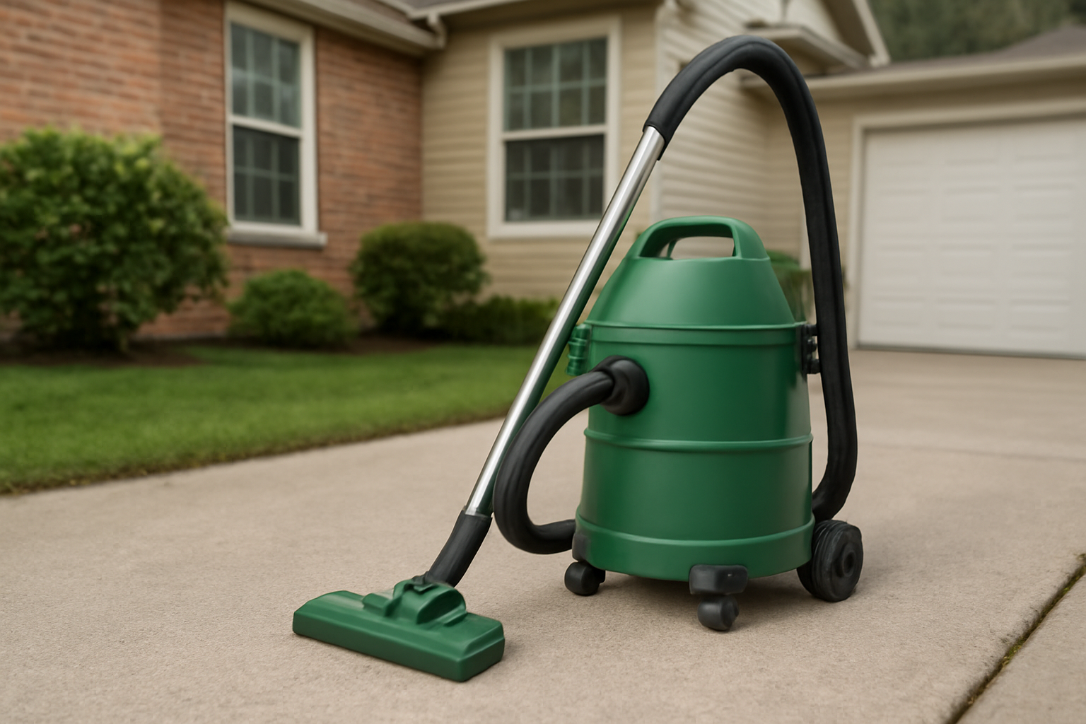 Green Wet Dry Vacuum Cleaner with Long Wand, Large Tank, and Easy Mobility for Outdoor and Garage Cleaning