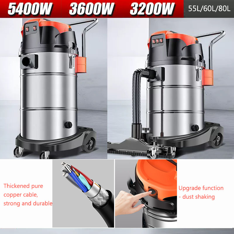 3200W-5400W Powerful Industrial Vacuum Cleaner | Wet & Dry | 55-80L | For Home, Renovation, Car & Workshop Use