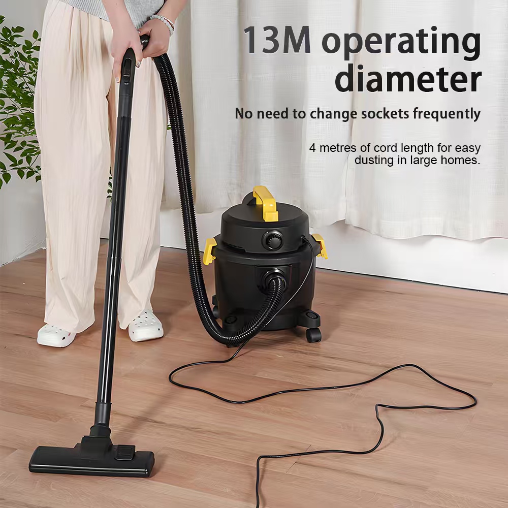 1000W Bucket Hoover Canister Vacuum Cleaner – 15L Capacity, 18kPa Suction, 5m Cord