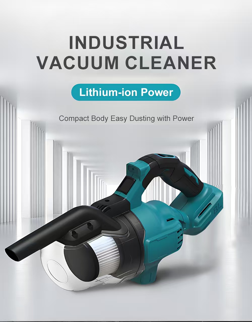 Cordless Industrial Lithium-ion Vacuum Cleaner, High Power Handheld Dust Remover, 18V Strong Suction, Multi-scene for Factory, Home, Car