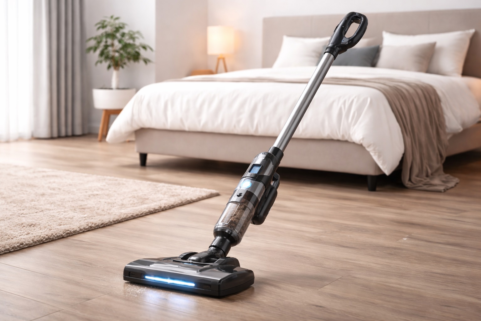 Cordless Stick Vacuum with Long Handle – Quiet & Powerful for Bedroom Cleaning