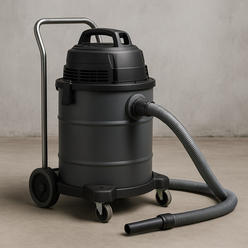 High Capacity Industrial Barrel Vacuum Cleaner 35L – Wet Dry Shop Vacuum with Metal Wand, Heavy Duty Wheels, Commercial Use