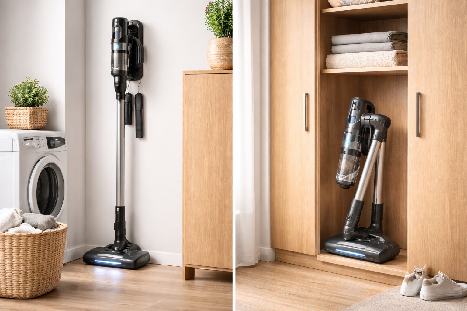 Foldable Wall-Mounted Cordless Vacuum Cleaner – Space-Saving Design for Small Homes