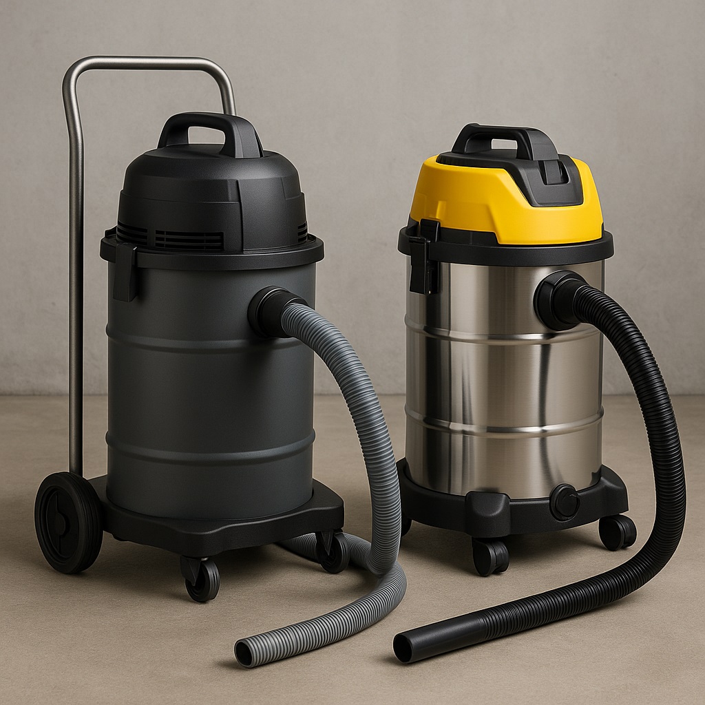 Stainless Steel Barrel Wet and Dry Vacuum Cleaner – Quiet Powerful Canister Vacuum for Home, Office & Light Commercial Use