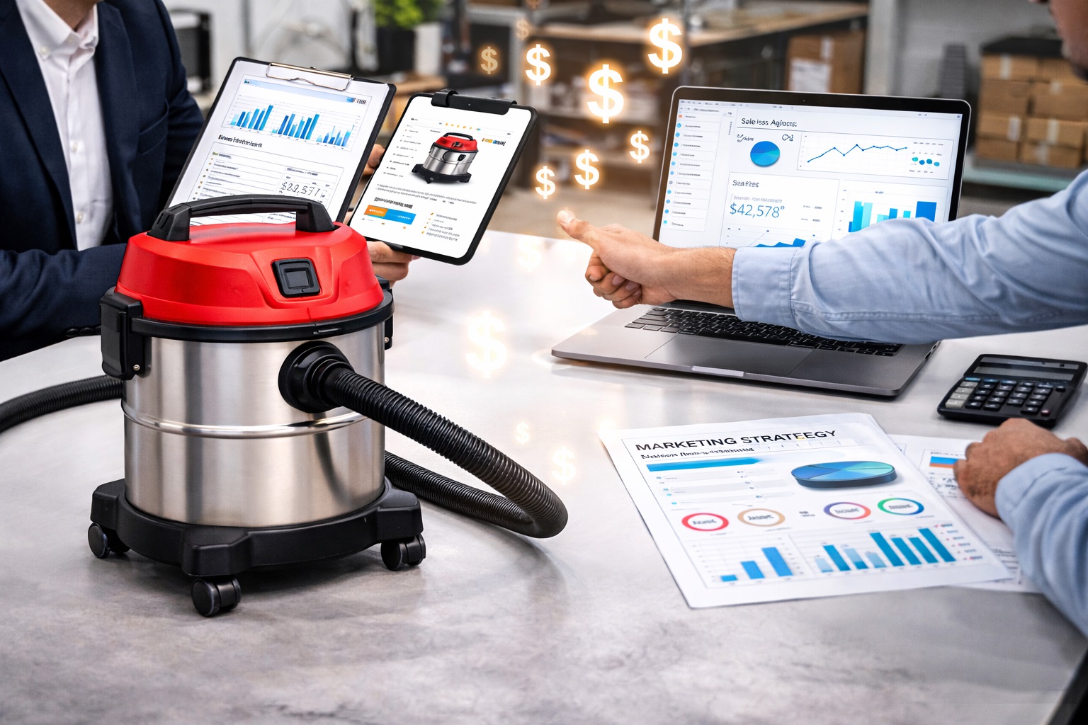 B2B Red Barrel Wet Dry Vacuum Cleaner – Commercial Marketing Ready Unit