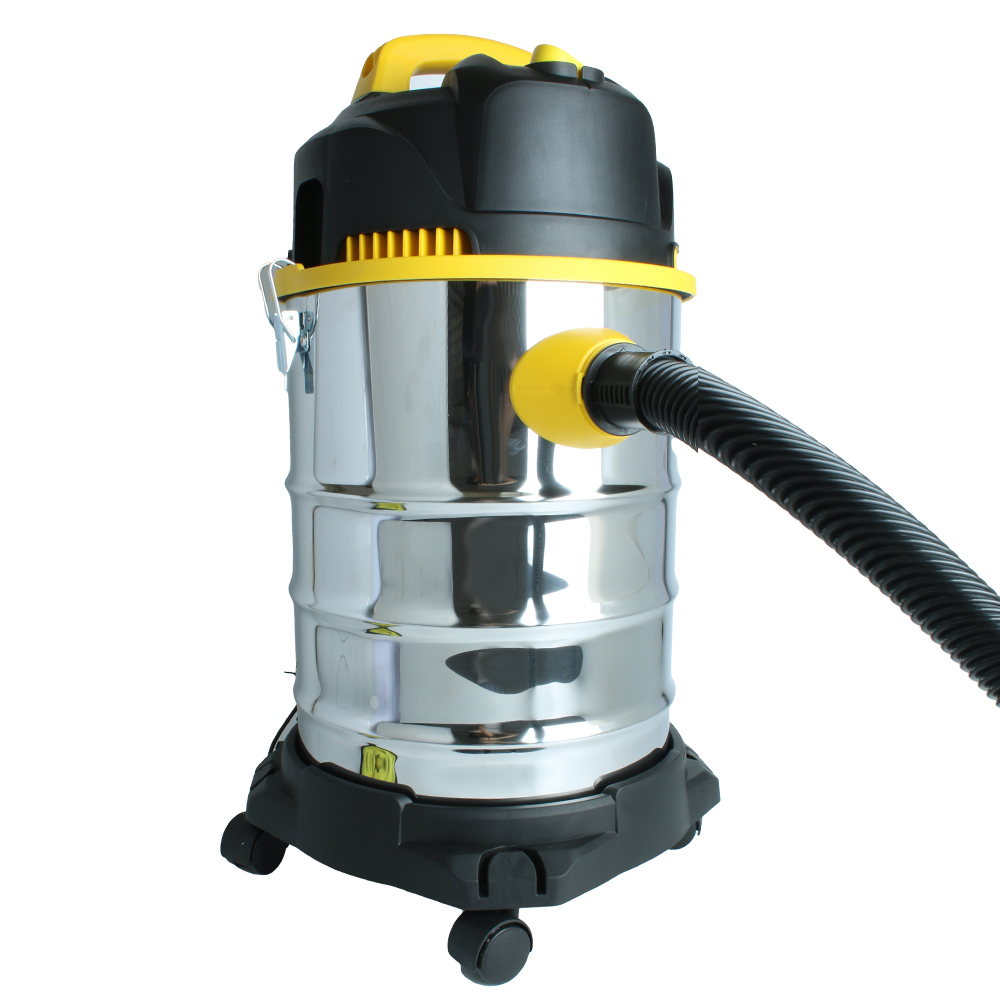 Heavy-Duty Barrel Vacuum Cleaner with Yellow and Black Design