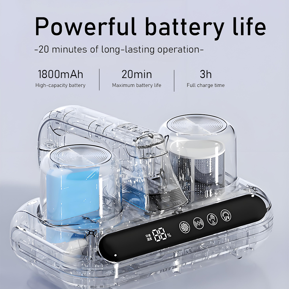 Intelligent Double-Cup Mite Remover with 8000PA Suction Power