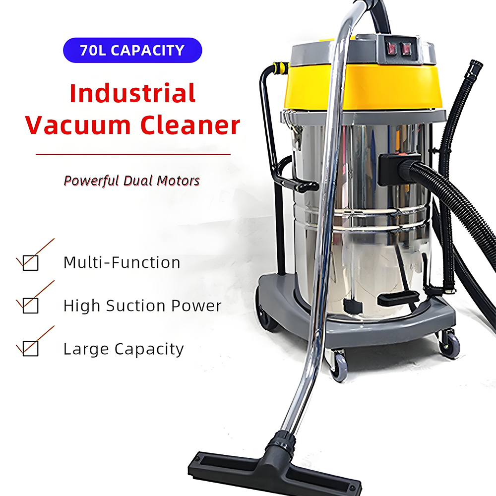 LX-VC-70L-YL Yellow stainless steel long vacuum cleaner 70L