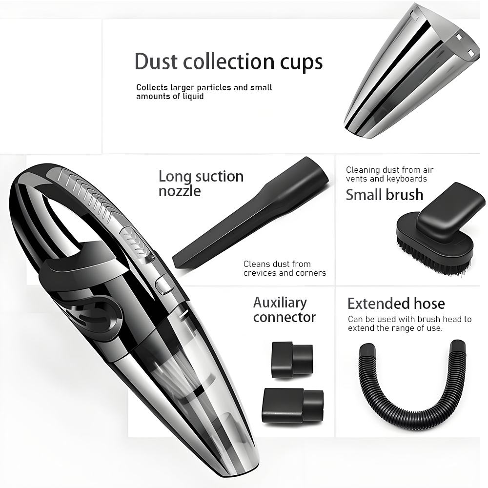 Car Wireless Vacuum Cleaner with Multiple Attachments, Powerful Cleaning