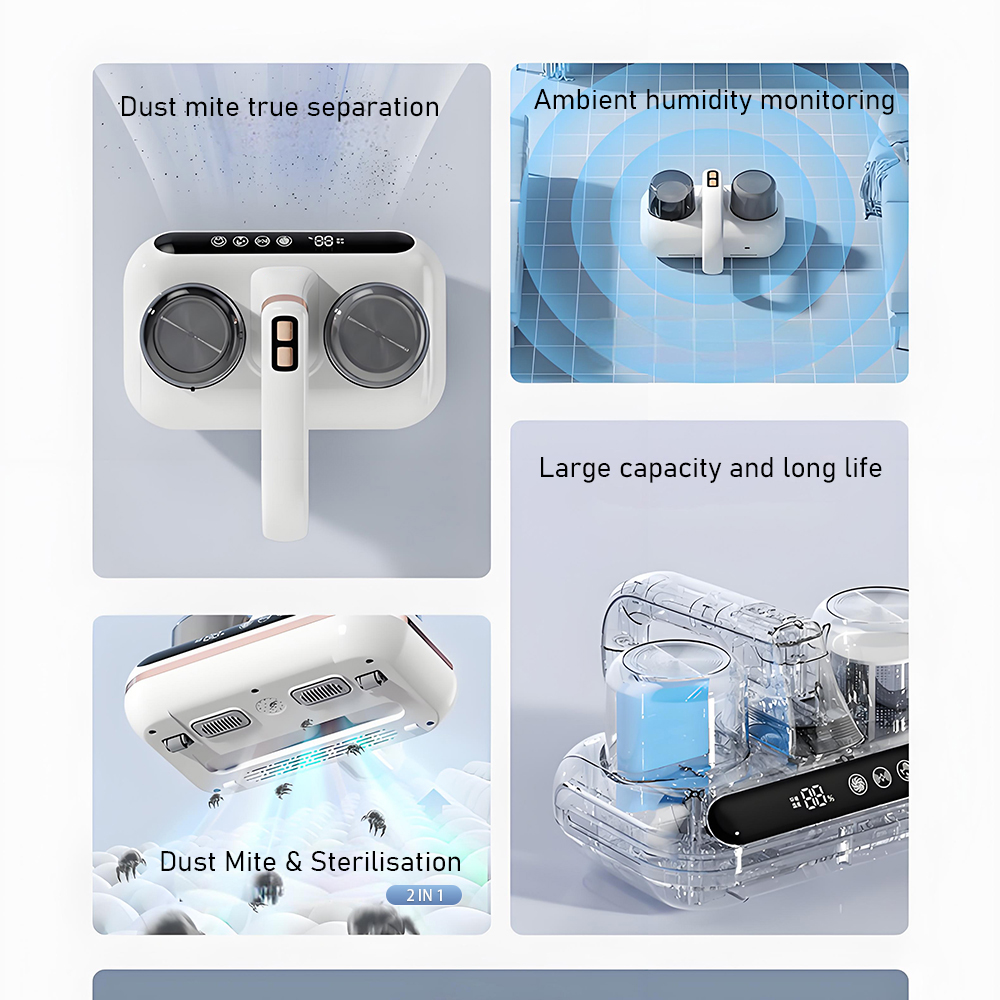 Intelligent Double-Cup Mite Remover with 8000PA Suction Power