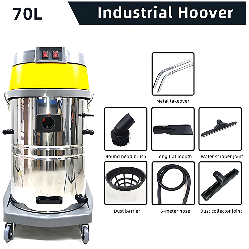 LX-VC-70L-YL Yellow stainless steel long vacuum cleaner 70L