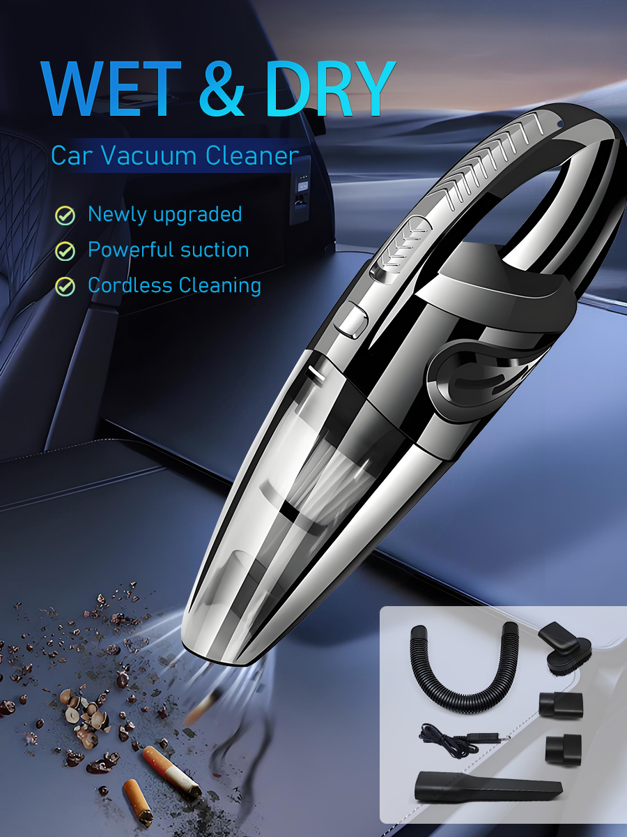 Car Wireless Vacuum Cleaner with Multiple Attachments, Powerful Cleaning