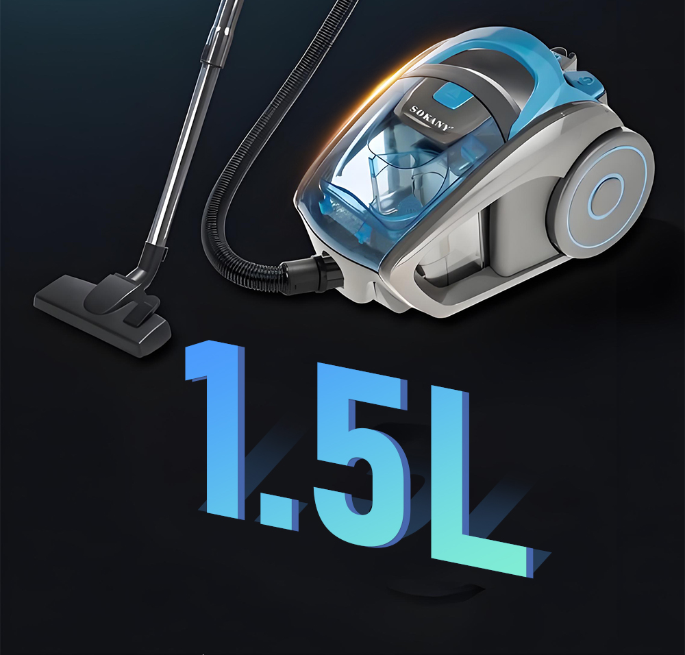 LX-WVC-1.5L Large Capacity Canister Vacuum Cleaner – Powerful Home Floor Carpet Cleaning Machine, Multi-Layer Filtration