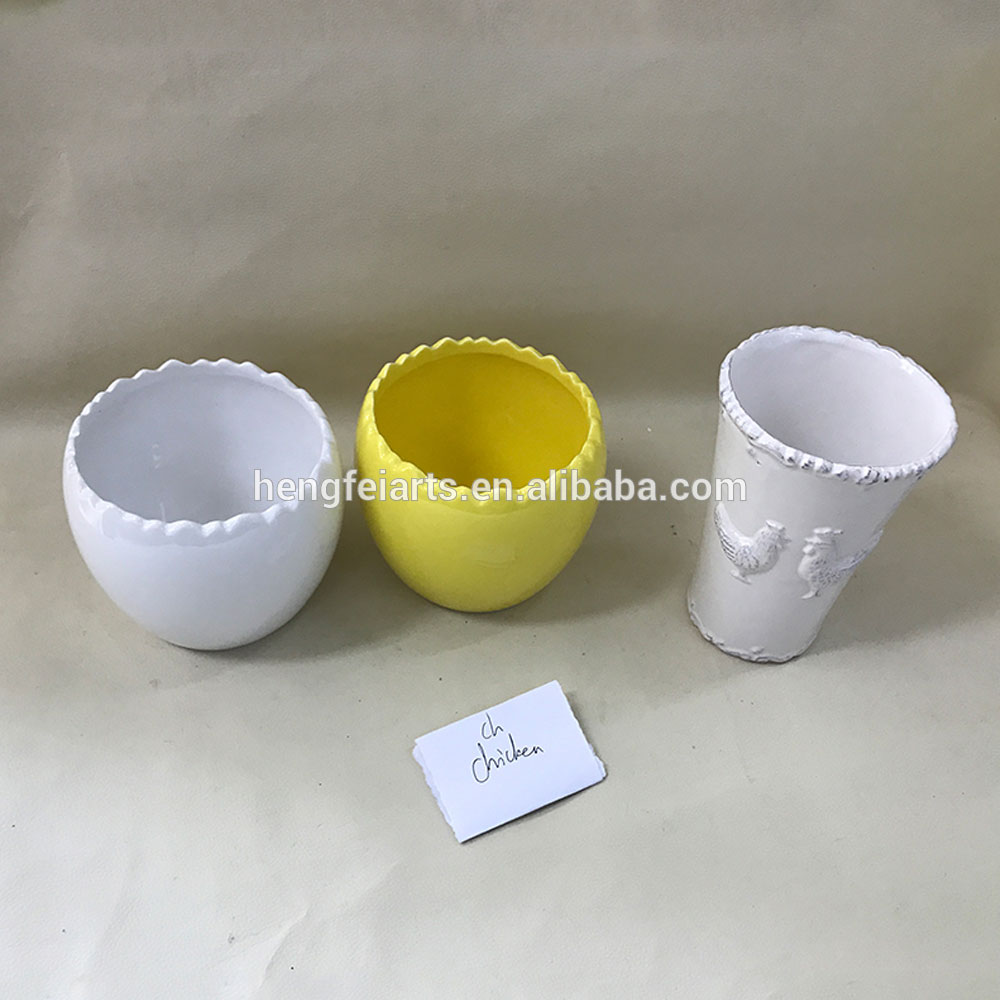 indoor desktop easter decorative flower pot planter ceramic egg shape