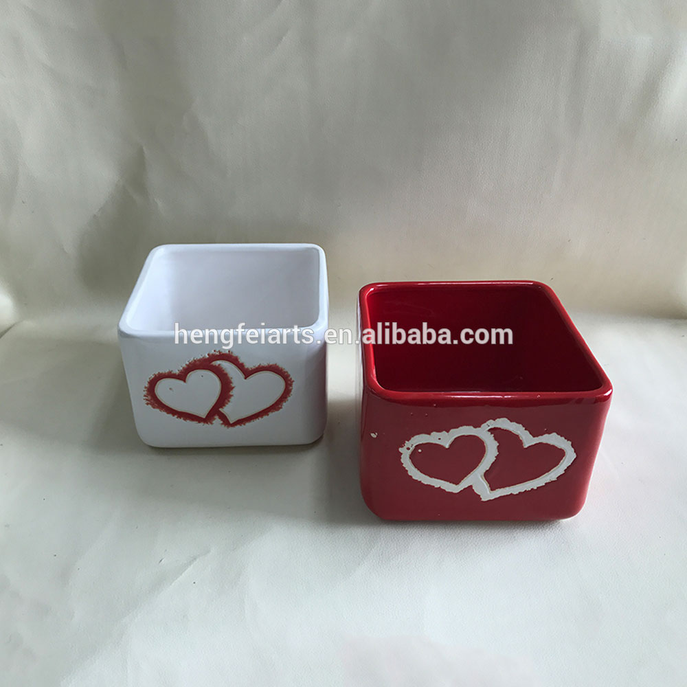 valentine's gifts decoration cheap ceramic square planter flower pots