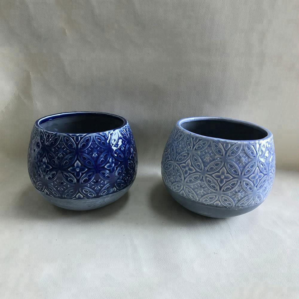 handmade craft ornament blue and white porcelain flower pots wholesale