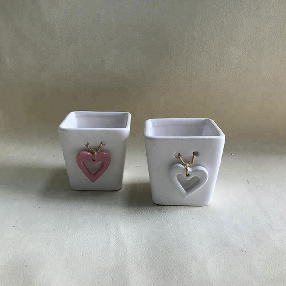 decoration valentine's craft gift mini flower pot square ceramic