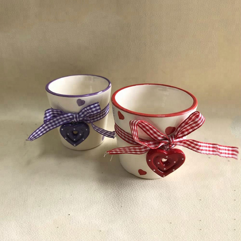ribbon decoration crafts valentine's small ceramic flower pots