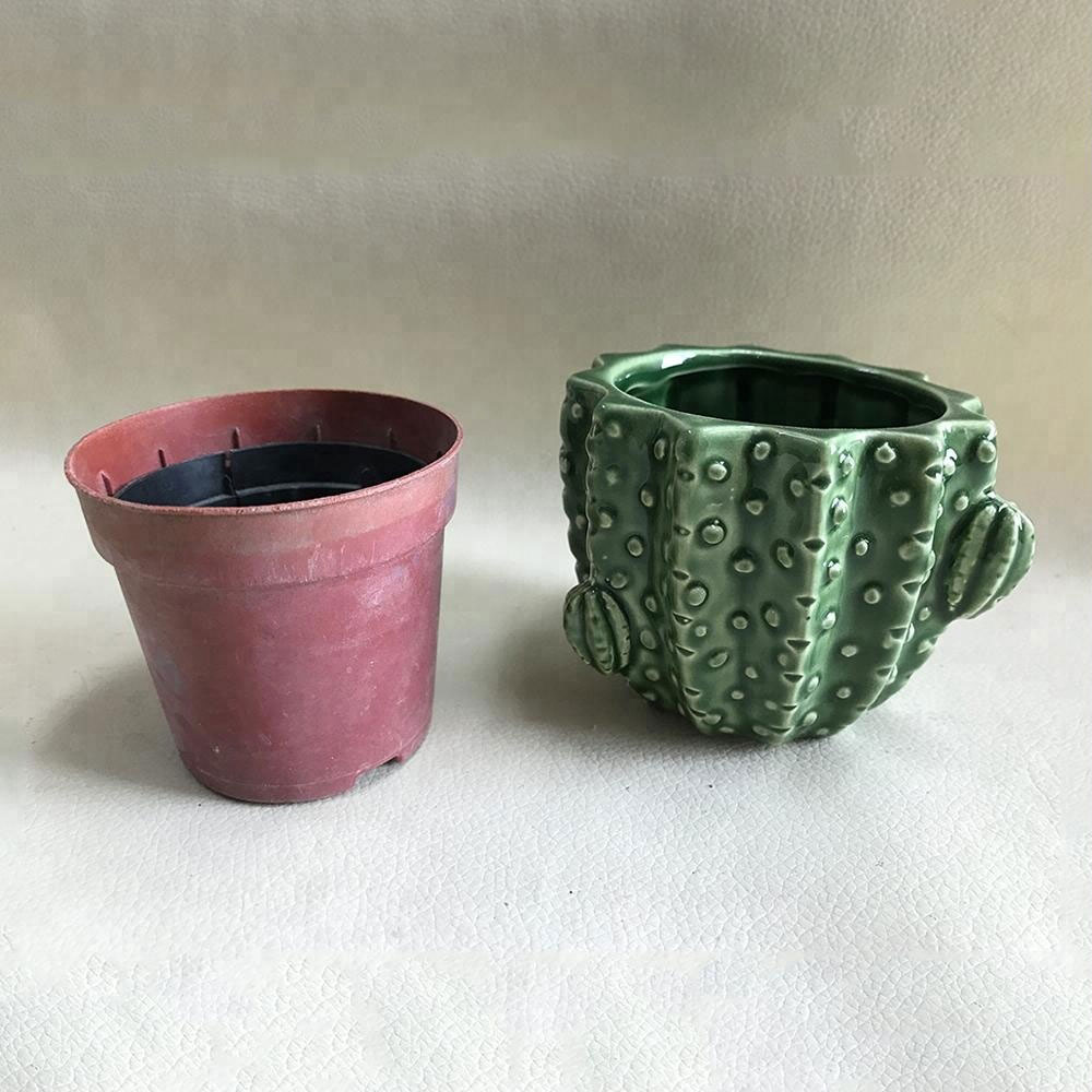 balcony garden decor glaze craft ceramic cactus pots for plants