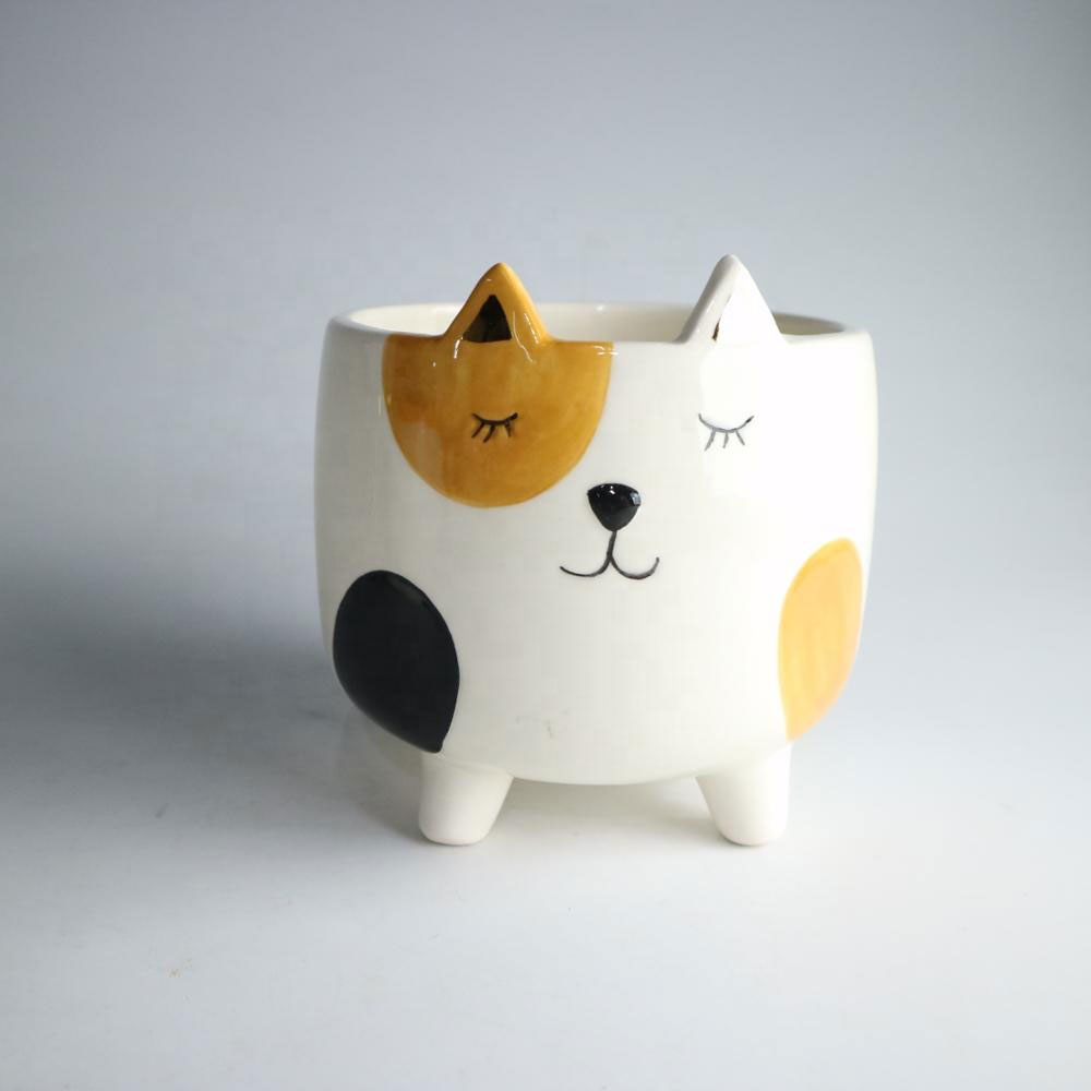 Cute ceramic cat planter