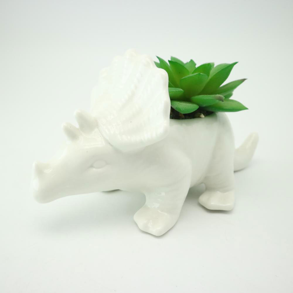 Ceramic Dinosaur succulent pot with artifical plant