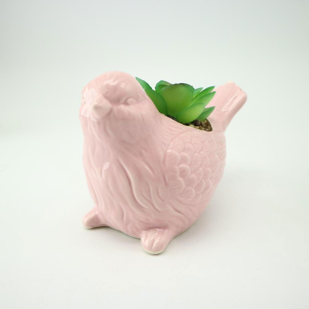 Ceramic bird artifical succulent pot