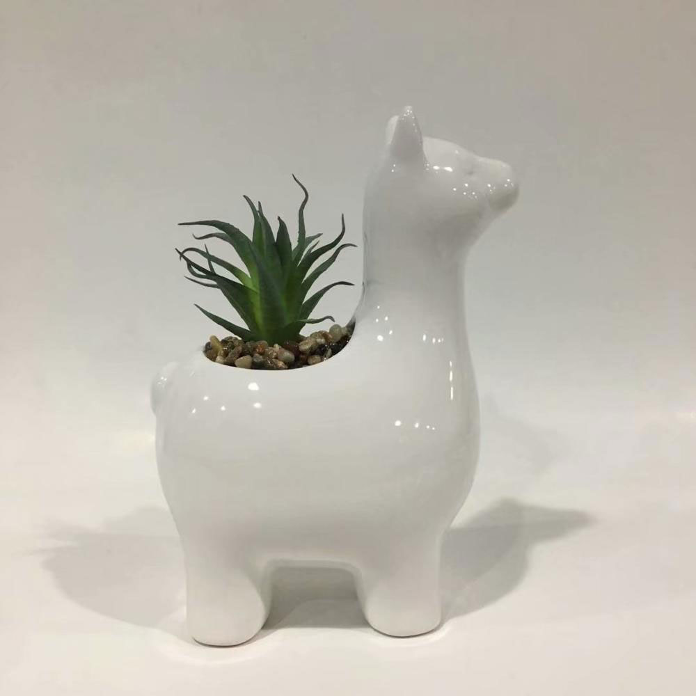 Ceramic llama succulent pot