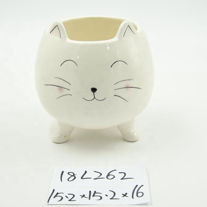 Ceramic animal cute cat shape planter