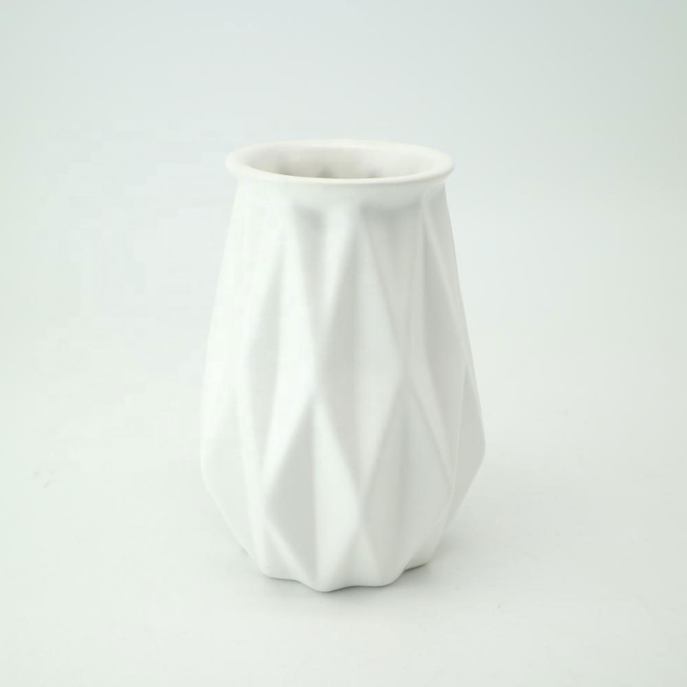 White Ceramic Vase - Elegant origami art design- Ideal Gift for Friends and Family, Wedding...