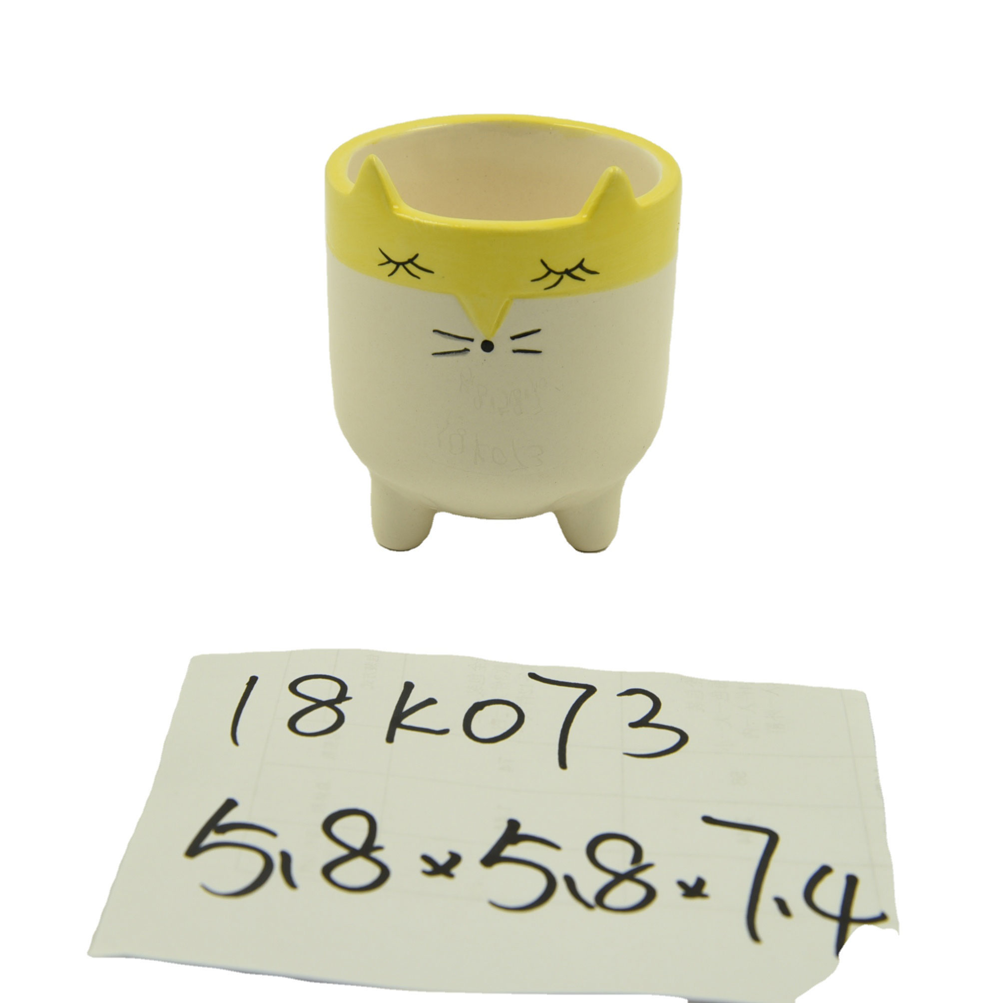 Hand painted ceramic orange fox planter