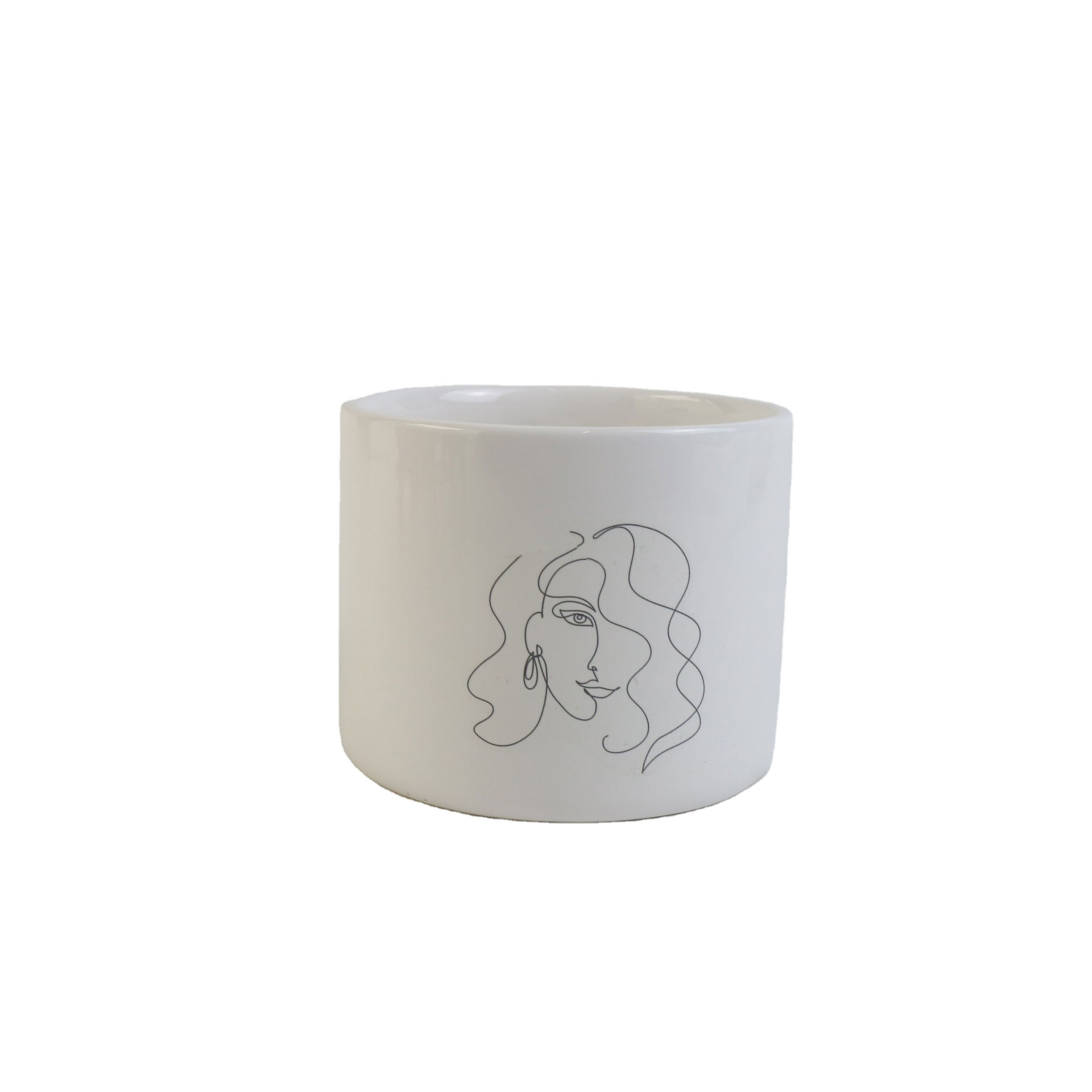 Abstract face ceramic pot