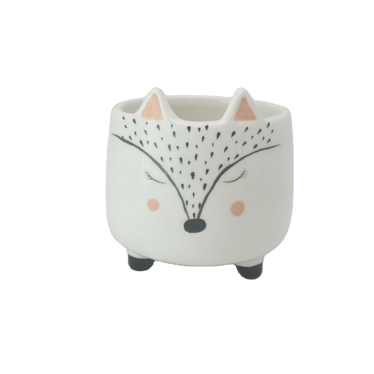 Hand painted ceramic cute fox planter