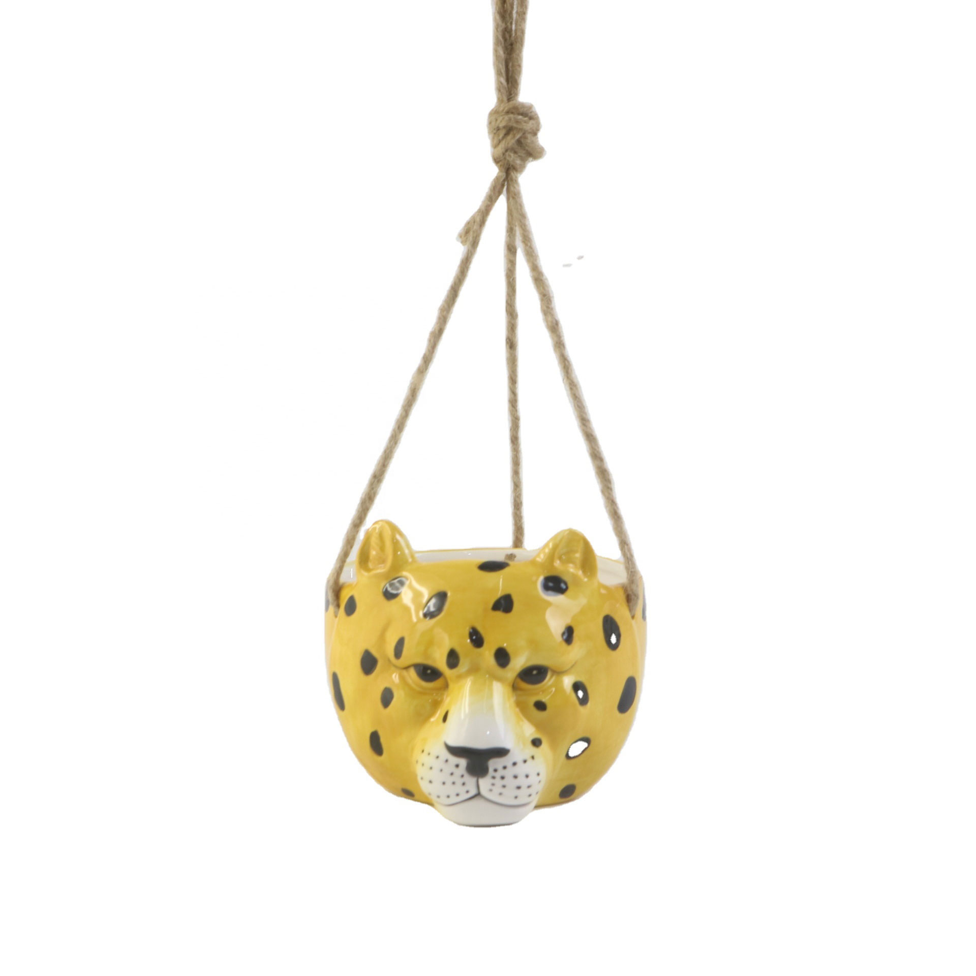 Ceramic leopard hanging planter