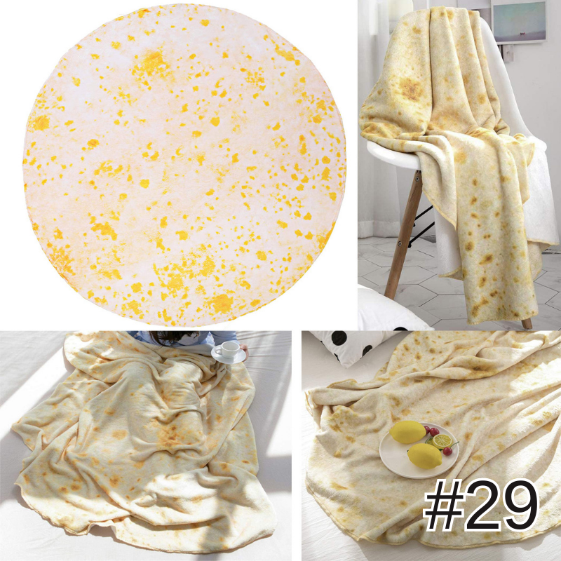 創意印花毛毯雙面捲餅毯墨西哥卷餅毯數碼印花披薩毯子法蘭絨午睡毯玉米餅雙面毛毯空調毯四季通用被子