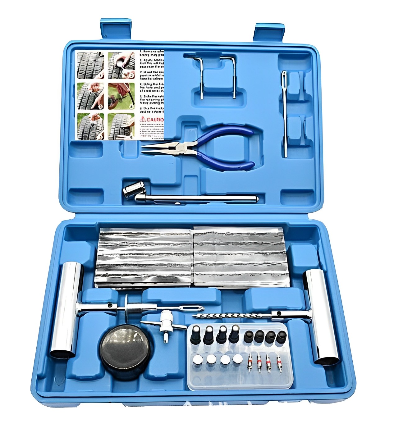68件套汽車補胎工具套裝膠條真空胎專用膠水液補胎汽車真空胎補胎針插針補壓膠條氣門嘴帽氣門芯尖嘴鉗應急工具