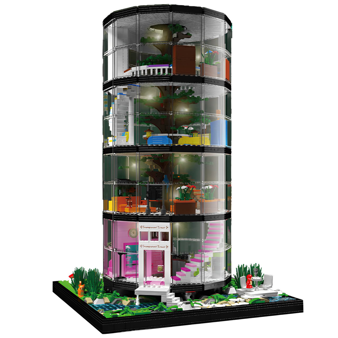 MOULD KING 宇星模王 16013透明塔街景系列全套燈光全套燈光成人高難度拼裝擺件