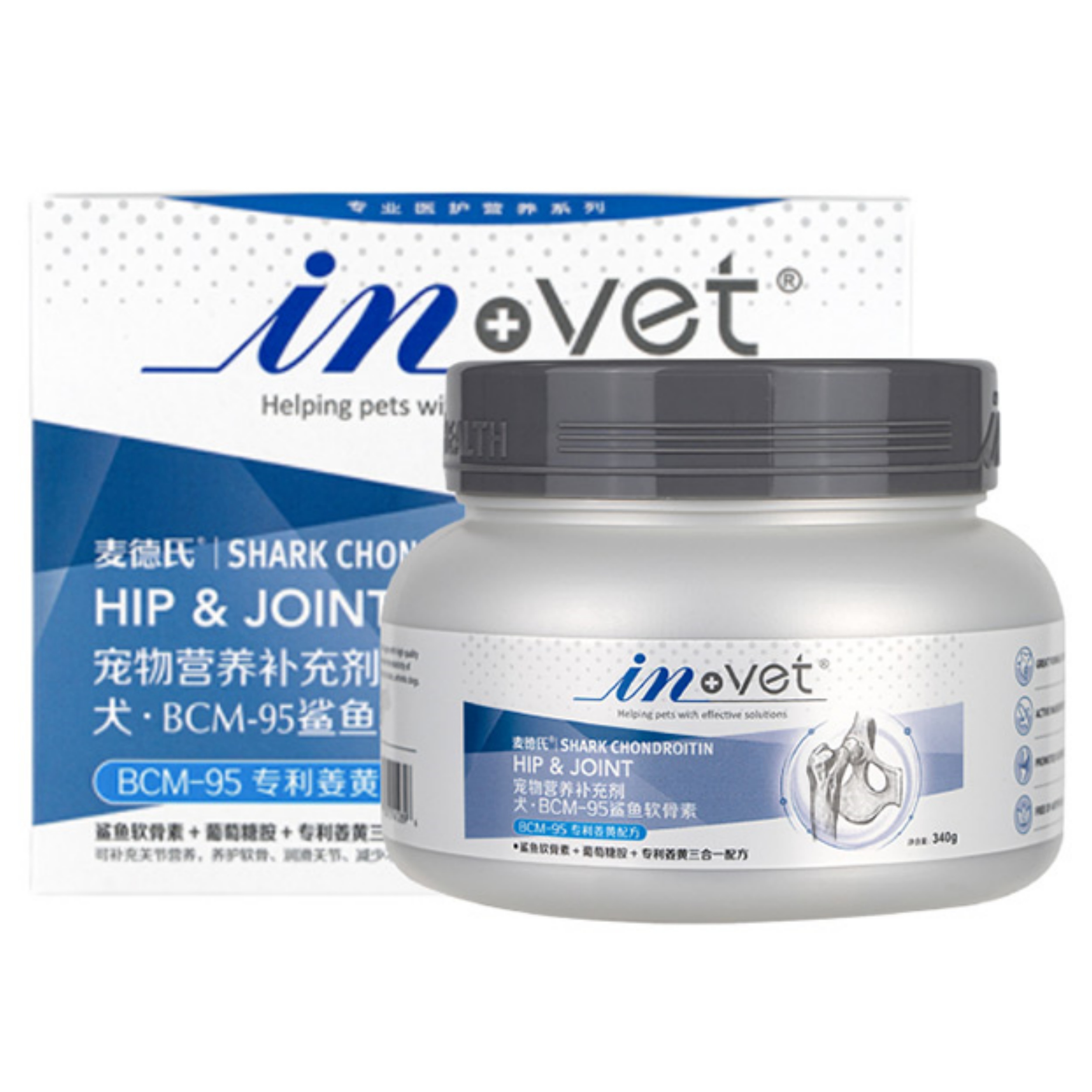 INVET麥德氏犬用鯊魚軟骨素340g寵物狗狗營養補充劑維護關節健骨