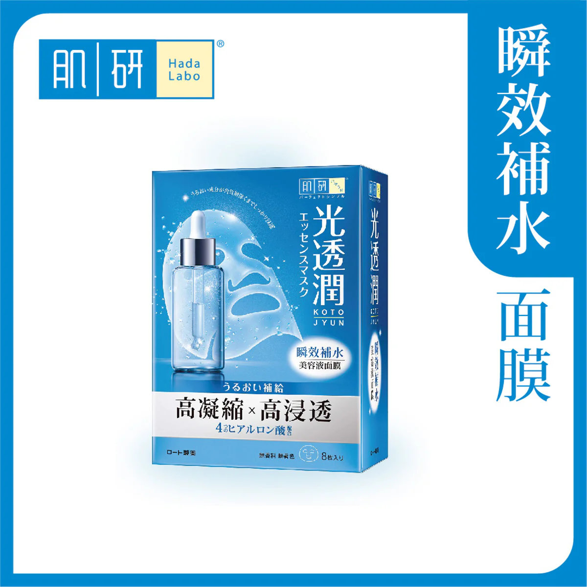 【澳門發貨】（3件起購）Hada-Labo 肌研 光透潤瞬效補水面膜 8片裝 高濃縮高滲透美容液面膜