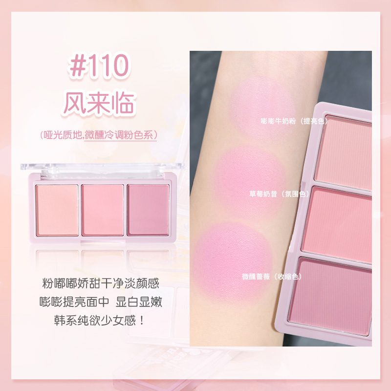[101/109-熱銷] HOLD LIVE 祕境花園三色腮紅眼影漸層奶茶自然裸妝腮紅