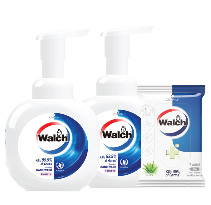 【澳門發貨】Walch威露士洗手液敏感呵護290ml*2+Walch威露士消毒濕巾蘆薈7片裝