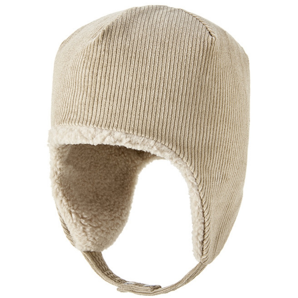 雙面佩戴加絨帽冬季新款燈芯絨東北保暖時尚潮流護頸抗凍男士加絨加厚滑雪帽