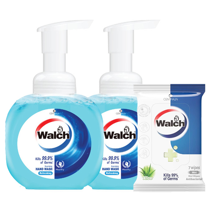 【澳門發貨】Walch威露士洗手液健康清香290ml*2+Walch威露士消毒濕巾蘆薈7片裝