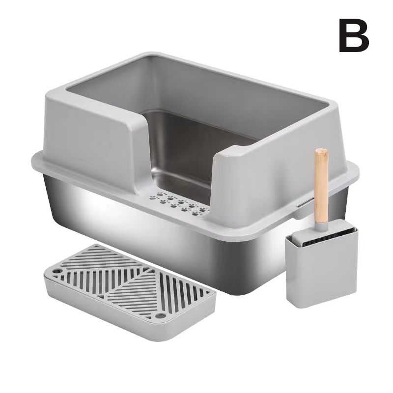 半封閉304不銹鋼貓砂盆防腐防漏砂大空間易清洗加寬加厚